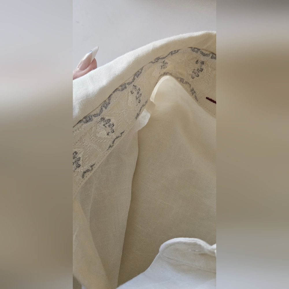 Robert Graham Mens‎ Off White Embroidered Cuff Button Down Shirt Size Large - Picture 11 of 13